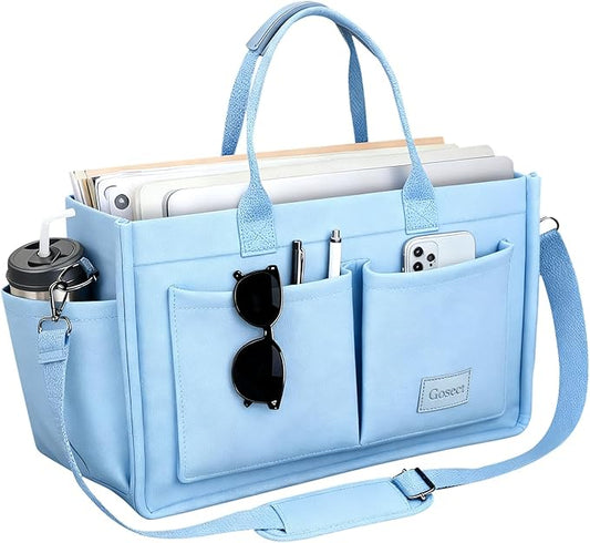 Canvas Tote Bag for Women With Pockets, Laptop Work Crossbody Purses Everything Shoulder Tote Bag Everyday Satchel Handbags