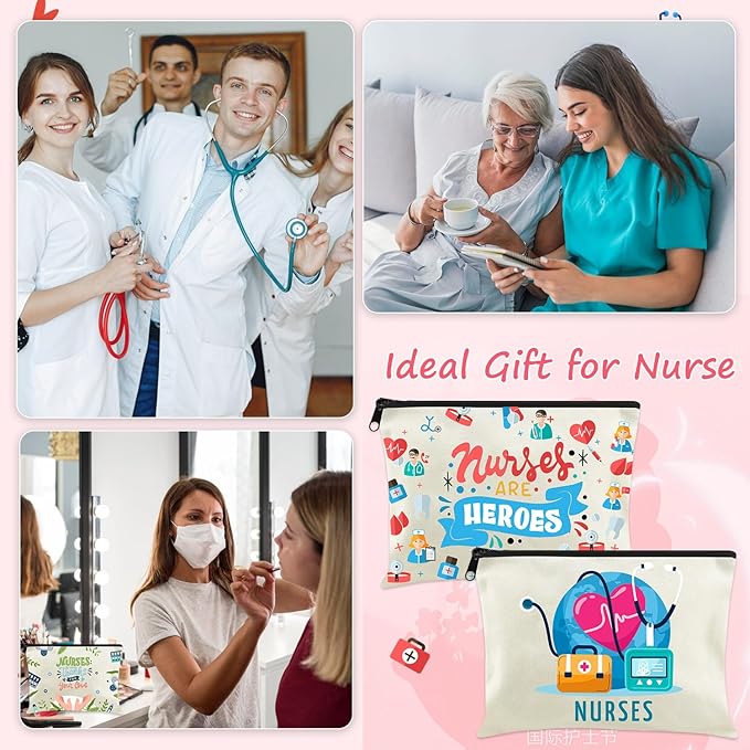 30 Pack Nurse Makeup Bags Nurse Cosmetic Bags Bulk Nurse Gift Survival Kit Funny Nursing Travel Toiletry Makeup Bag Nurse Appreciation Gifts for Women Men Thank You Nurse Appreciation Week Gift
