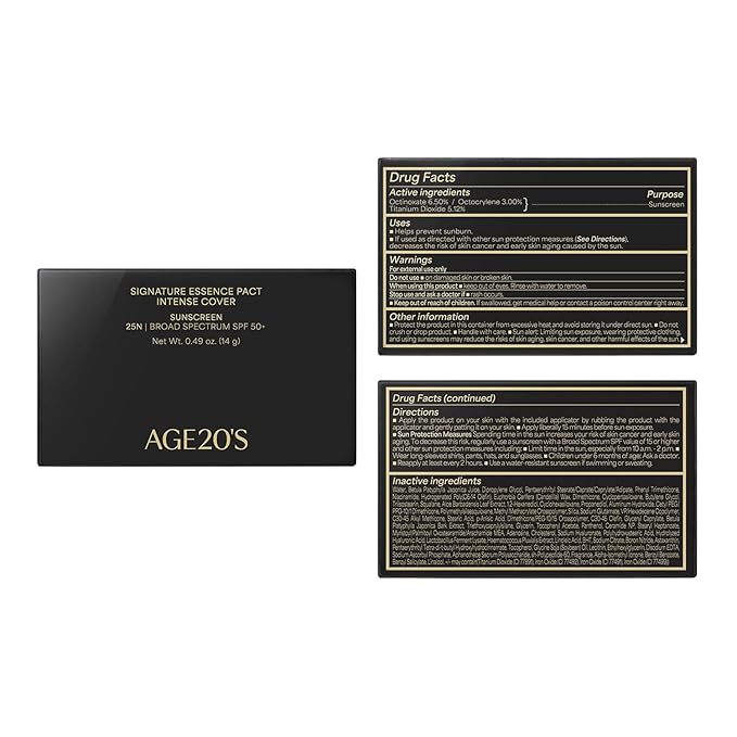 AGE20'S Signature Essence Pact SPF 50+ | Pack of 1 | 25N SAND | Cream Foundation, Dewy Finish, Natural Coverage | Korean Cushion Foundation