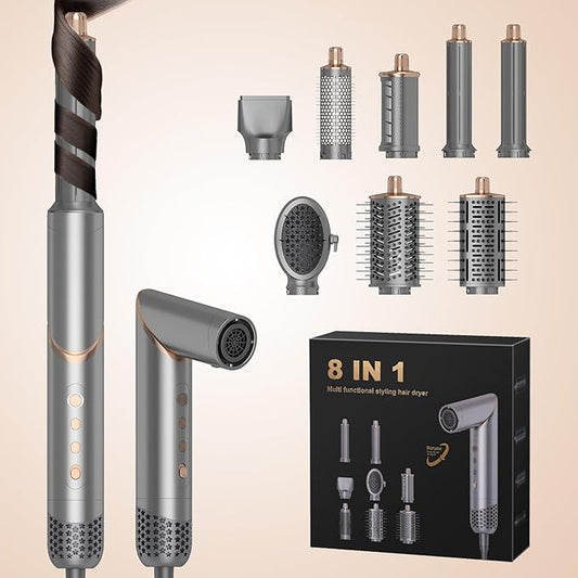 8 in 1 Hair Dryer Air Styler, 110000 RPM High Speed Rotate Air Styler Wrap, Hair Dryer Brush Set for Auto Curling, Fast Drying Styling, Volumizing, Straighten, Smooth, Meets Daily Needs for Women