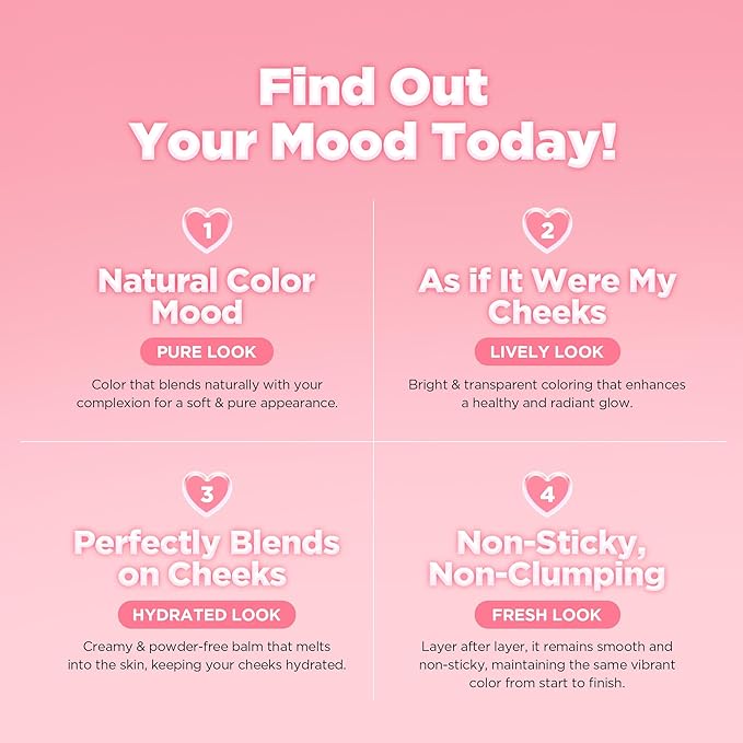 lilybyred Luv Beam Cheek Balm | Heart-Shaped Korean Cream Blush, Semi-Matte Finish, Long-Lasting, Blendable & Buildable, Soft Creamy Texture, Lightweight, Natural Flush (10 Grape Pink)