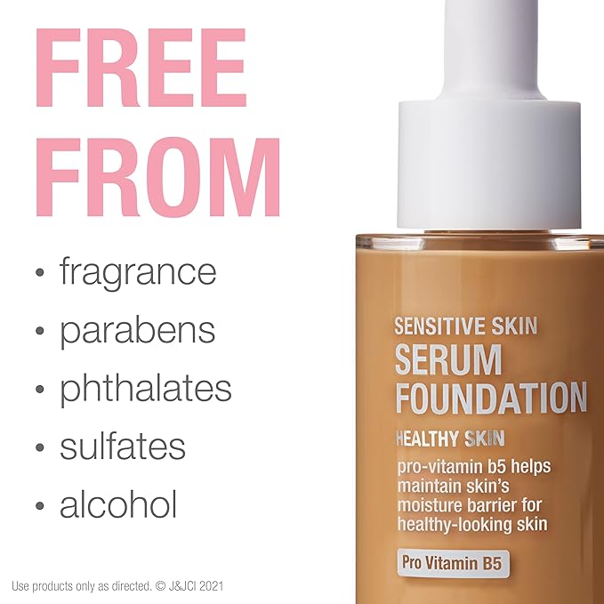 Neutrogena Healthy Skin Sensitive Skin Serum Foundation with Pro-Vitamin B5, Color Correcting & Pore Minimizing Liquid Foundation & Face Serum, Buildable Coverage, Medium/Deep 01, 1 oz