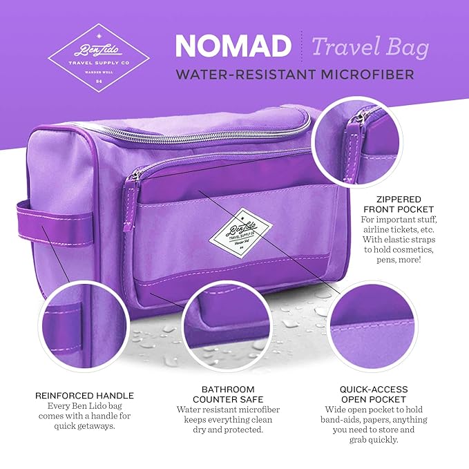 Convenience Kits International Womenβs Super Premium 31 PC Travel Kit Featuring: Ensemble of Travel-Size Hair Care Products Plus Face, Body, Oral Care, Travel Essentials in Large Purple Toiletry Bag