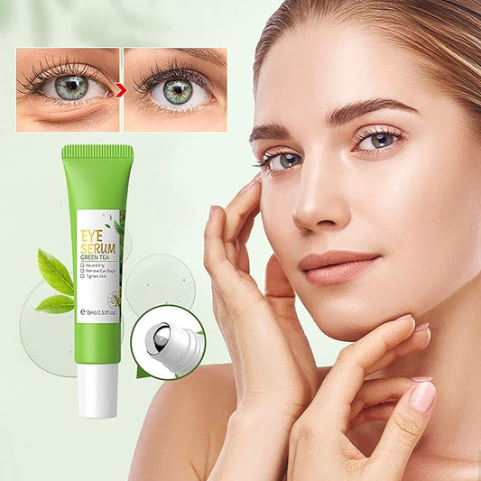 AKARY Green Tea Eye Serum and Under Eye Roller Cream, for Eye Bags Puffiness, Caffeine Eye Cream with 360Β° Massage Ball Reduce Wrinkles and Fine Lines, Under Eyes, Moisturizing, Hydrating, Firming Eye Skin (Green Tea)