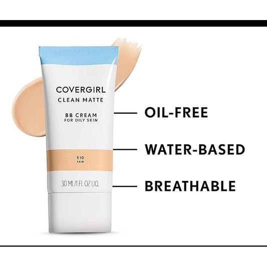 COVERGIRL - Clean Matte BB Cream, Oil-Free, Long-Lasting, Sensitive Skin, Lightweight, 100% Cruelty-Free (Pack of 2)