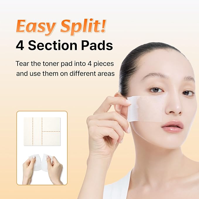 DearKlairs Freshly Juiced Vitamin Toner Pads, Makeup Prep, Liposomal Glutathione, Easy-split, Glow, Glass Skin, Exfoliation, 80 pads