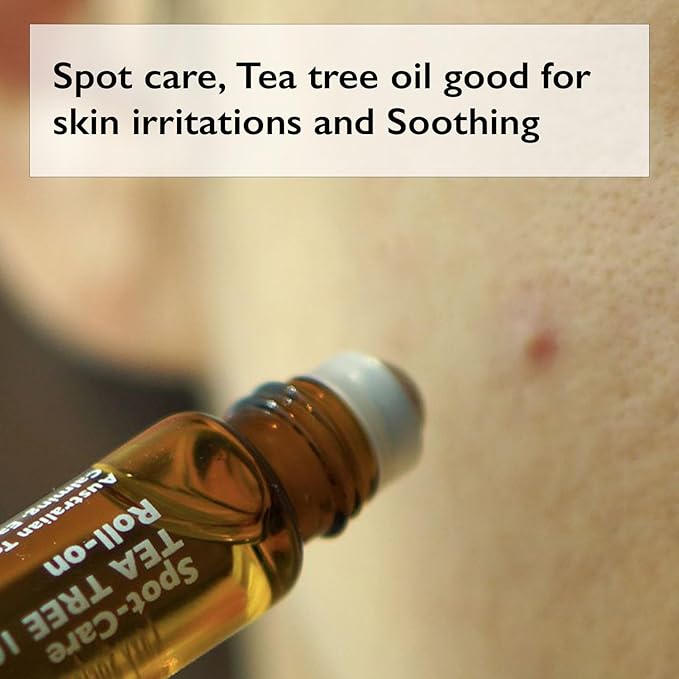 Teatree oil Roll-On 100% Spot Care for Acne Treatment - Gentle on Sensitive Skin, Targets Acne Pimples, Blemishes, and Zits. Face and Skin Spot Care Treatment for Acne, 0.18oz.