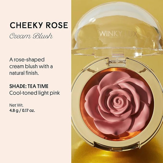 Winky Lux Cheeky Rose, Cream Blush for Cheeks, Flower Blush with Vitamin E, Makeup Blush and Flower Makeup, Pink Tea Time