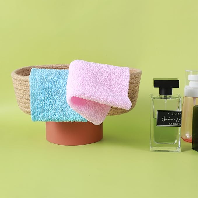 2 Pcs Back Scrubber for Shower, Back Washer with Handles for Men & Women, Double-Side Use Exfoliate Washcloth Bath Tool to Scrub Your Body (Pink and Blue)