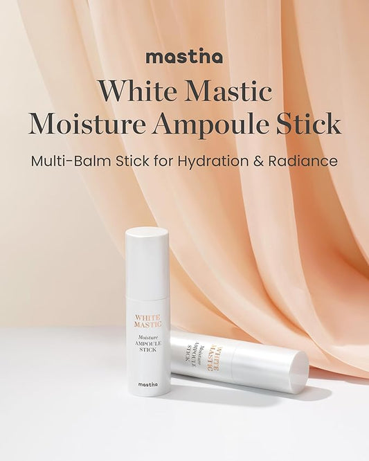 MASTINA White Mastic Moisture Ampoule Stick 0.35oz Wrinkle Reduction Elasticity Moisturizing Radiance Multi Balm Korean Skin Care Serum Stick for Face Lips Eyes Neck Vegan Collagen