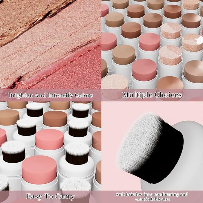 HelloKiss Concealer Brighten Stick Makeup Sticks Blush Stick With Soft Brush Waterproof Multi-Use Longwear Makeup (M09#)
