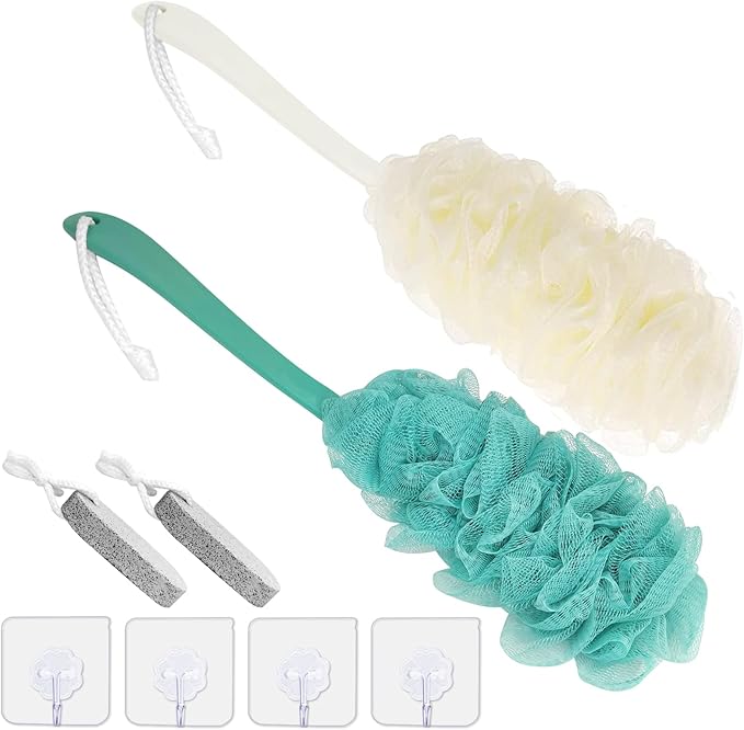 Back Scrubber for Shower, Long Handle Back Loofah Shower Brush, Bath Brush for Women Men, Soft Nylon Mesh Back Cleaner Washer, Loofah Sponge Exfoliating Body Scrubber for Skin Care