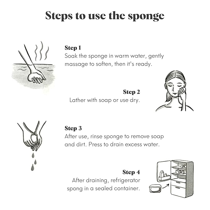 Natural Konjac Sponge Body (White), 1 Count (Pack of 1)
