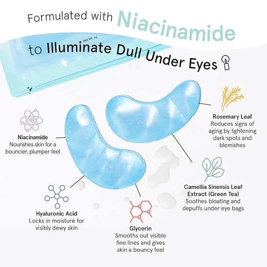 grace & stella Award Winning Under Eye Mask Reduce Dark Circles, Puffy Eyes, Undereye Bags, Wrinkles, Gel Under Eye Patches, Nurse Gifts, Vegan Cruelty-Free Self Care (6 Pairs, Blue)