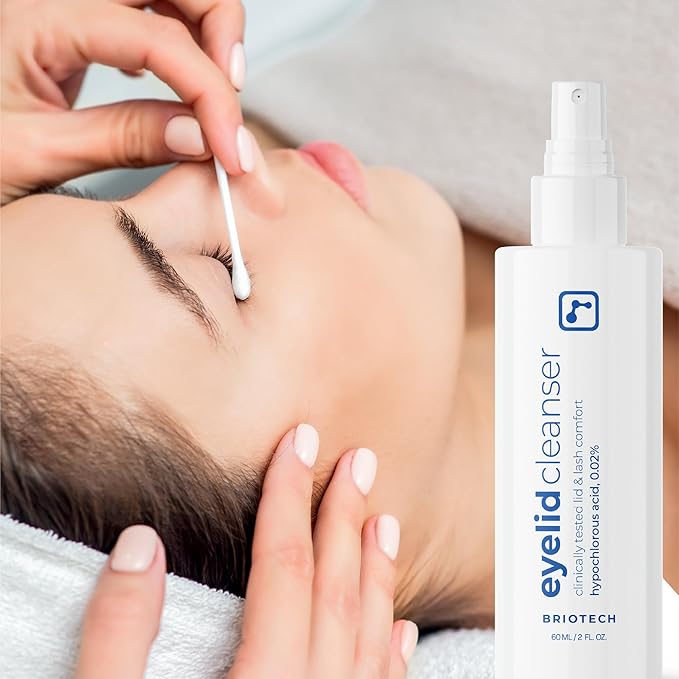 BRIOTECH Eyelid Cleanser, Hypochlorous Acid Spray, Lid & Eyelash Cleanser, Soothe Sensitivities, Calm Redness & Bumps, Support Against Irritation, Hypoallergenic & Vegan, Travel Size 2 Fl oz (1 Pack)
