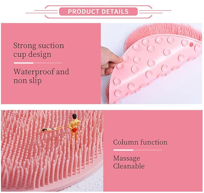 2 Pack Bath & Body Brush,Silicone Scrub Pad,Cleaning Brush for Back of Feet,Exfoliating Bath Mat,Wall Mounted Non Slip Suction disc,Suitable for Both Male and Female Cleaners