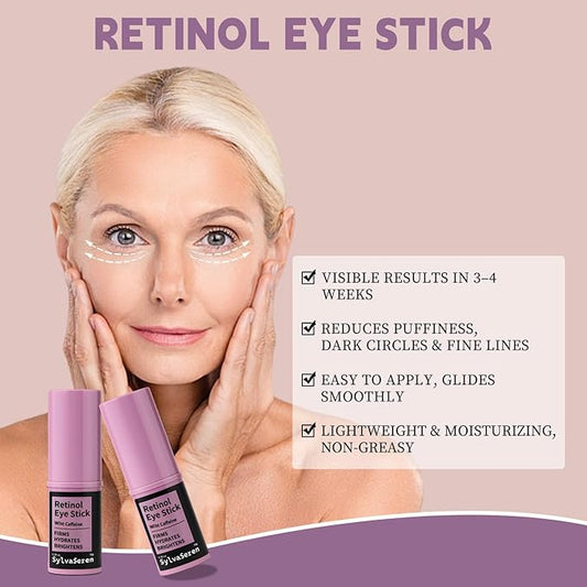Eye Cream for Dark Circles & Puffiness with Retinol & Caffeine, Retinol Eye Brightener Stick, Anti-Aging, Reduces Fine Lines & Wrinkles, 0.35 oz / 10g