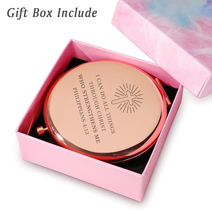 Inspirational Gifts for Women Girls, Christian Compact Mirror, 2025 Graduation Gifts for Her, Personalized Mothers Day Birthday Gift for Mom Wife Sister Daughter Niece Friends Granddaughter Grandma