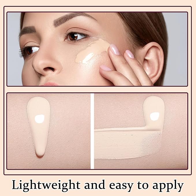 2PCS Full Coverage Liquid Foundation Makeup Brush Set,Moisturizing BB Cream,Oil Control Hydrating CC Cream Foundation Makeup,Waterproof Concealer Full Coverage Foundation for Women