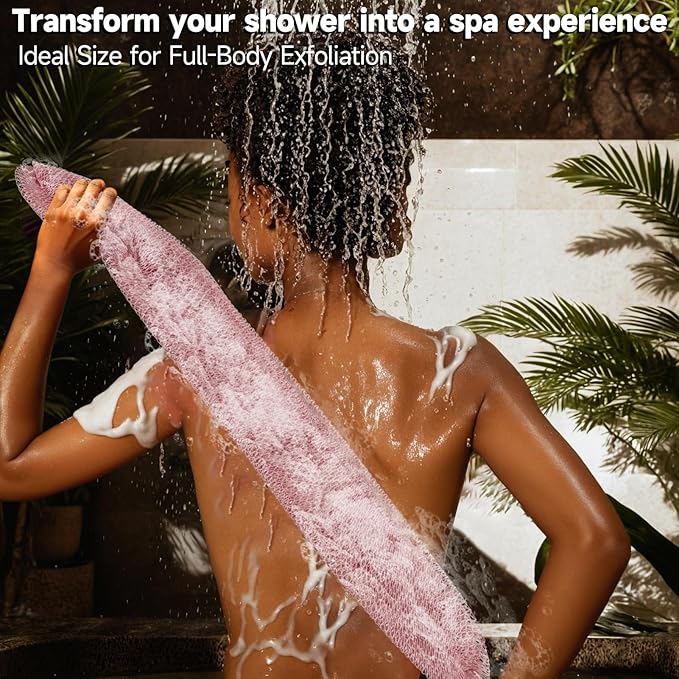 SubSahara Authentic African Net Sponge - 2 Pieces Exfoliating Scrubber for All Skin Types, Bath Sponge for Face & Body, Travel Portable, Durable, Gentle Exfoliation (Blush Pink & Lavender Purple)