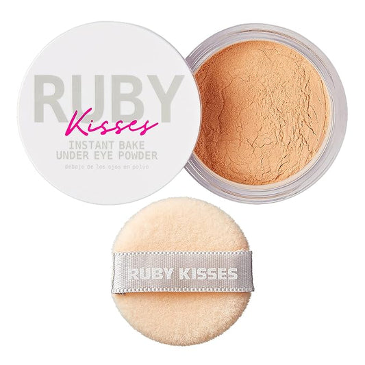 Ruby Kisses Instant Bake Undereye Powder - Vegan, Cruelty Free Powder for Brightening Eyes and Smudge-Free Makeup (Earth)