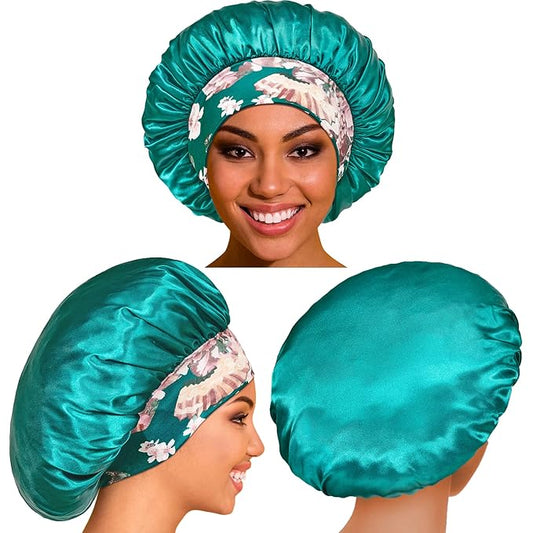 4 Pack Satin Bonnet Silk Bonnet for Sleeping Women, Hair Sleep Bonnets for Women, Wide Soft Band Sleep Cap for Curly Hair Braids