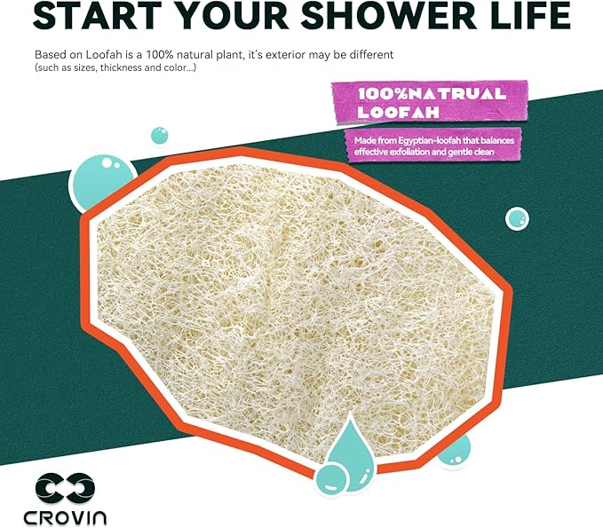 Natural Exfoliating Loofah Body Scrubber for Women and Men, Made with Premium Luffa Natural Bath Shower Loofah Sponge 6x4β which Cleanse You Comfortable, Relax for Bathing-4 CountοΌPack of 1οΌ