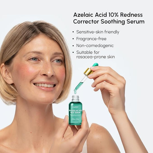 MAREE 10% Azelaic Acid Face Serum - Redness Soothing Hydrating Serum with Niacinamide, Centella Asiatica & Hyaluronic Acid - Relief Serums for Face & Body - Azalecic Acid Skin Facial - Acido Azelaico