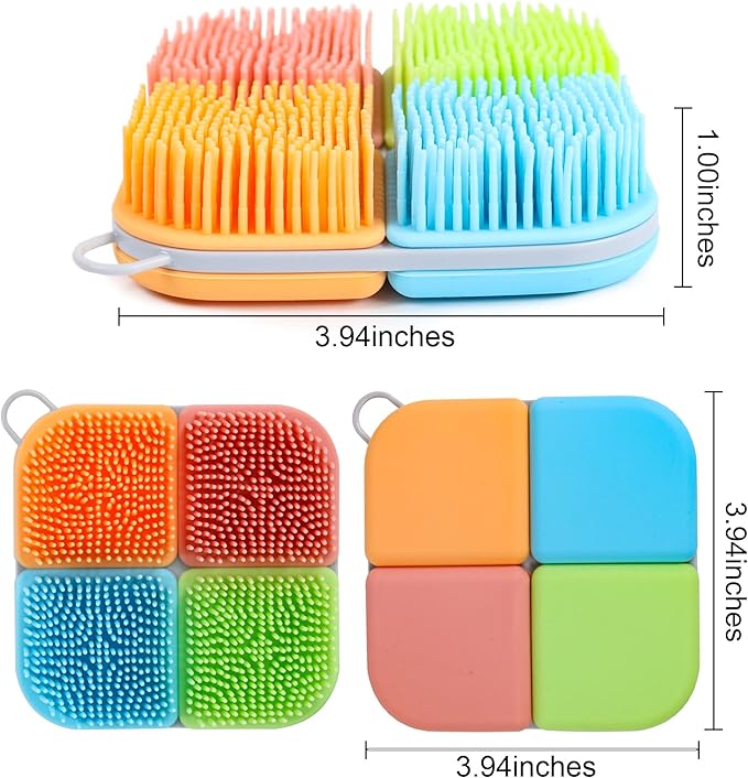 OWIIZI Silicone Loofah Gentle Exfoliating Body Scrubber Food-Grade Soft Lather Well Bath Scrub Brush for Shower or Face