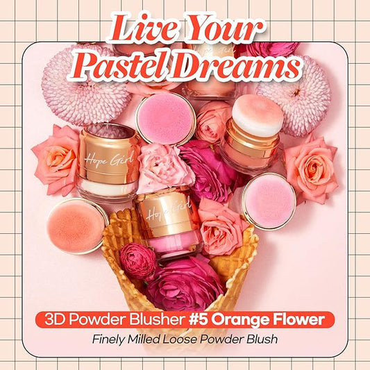 Hope Girl 3D Powder Blusher 0.17oz (Orange Flower)