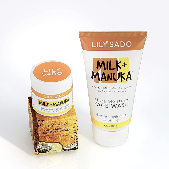 LILY SADO MILK+MANUKAβ’ Coconut Milk and Manuka Honey Natural Face Moisturizer - Non Greasy Organic Facial Cream with Cocoa Butter and Gotu Kola - Amazing Anti-aging Formula