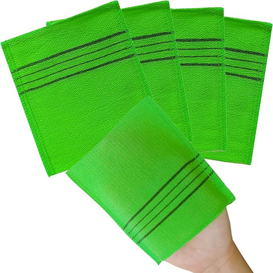 Korean Asian Exfoliating Bath Washcloth Mitt for Remove Dead Skin.Exfoliating Body Scrubber.Exfoliating Gloves for Body Scrub (Green 4)