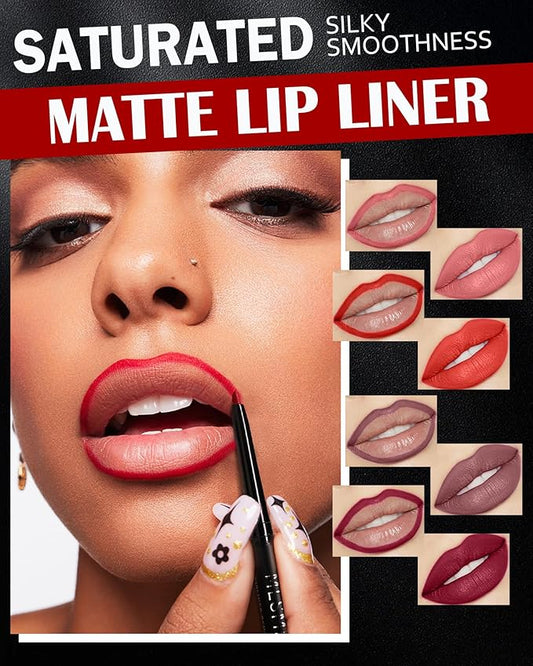 4 Color Retractable Creamy Long-Lasting Lip Liner Lipstick,High Pigmented Matte Red Nude Lip Gloss Lip Liner Pencil Set,Waterproof Velvet Lip Stick High Pigmented Lip Crayon Pen for Women Daily Makeup