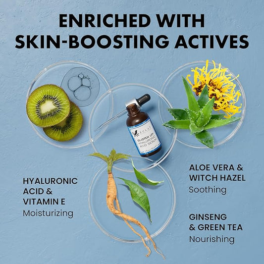 Eclat Skincare Hydrating Hyaluronic Acid Serum for Face – 2.5% Hyaluronic Acid + 3% B5, Green Tea & Jojoba Oil - Moisturizing & Plumping Formula for Smoother Skin - Stocking Stuffers for Women 1 Fl Oz