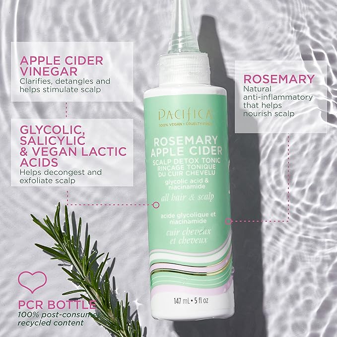 Pacifica Scalp Detox Tonic β Rosemary Apple Cider Scalp Exfoliator - Scalp Scrub w/ Salicylic Acid for Clarifying Build Up & Purifying - Itchy, Dry Scalp Treatment , Vegan & Cruelty-Free, 5 oz
