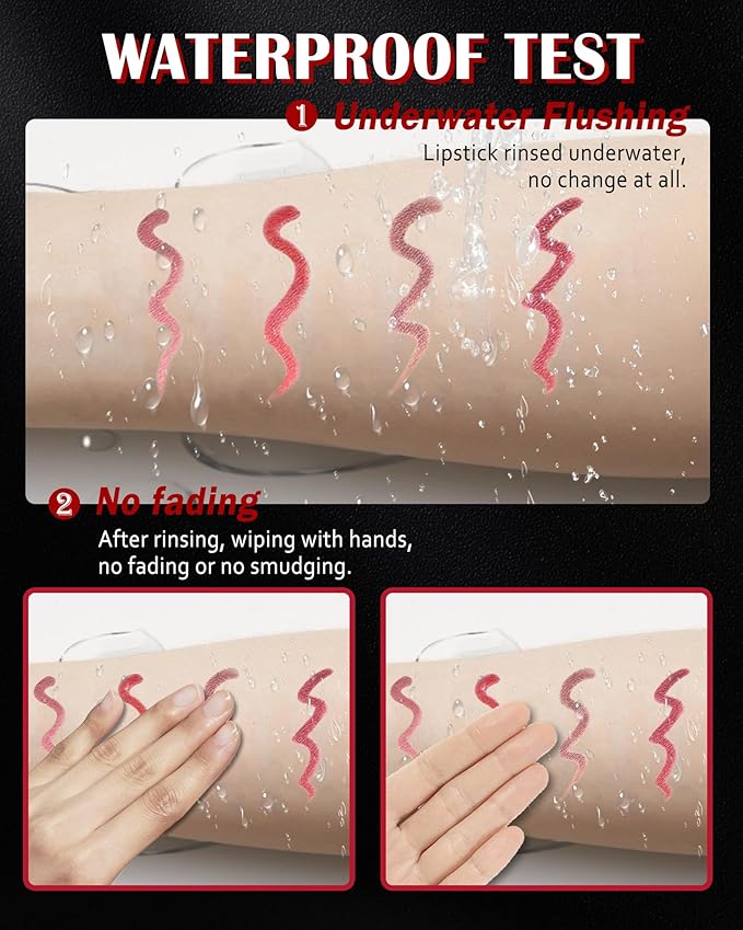 4 Color Retractable Creamy Long-Lasting Lip Liner Lipstick,High Pigmented Matte Red Nude Lip Gloss Lip Liner Pencil Set,Waterproof Velvet Lip Stick High Pigmented Lip Crayon Pen for Women Daily Makeup