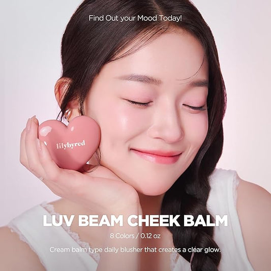 lilybyred Luv Beam Cheek Balm | Heart-Shaped Korean Cream Blush, Semi-Matte Finish, Long-Lasting, Blendable & Buildable, Soft Creamy Texture, Lightweight, Natural Flush (10 Grape Pink)