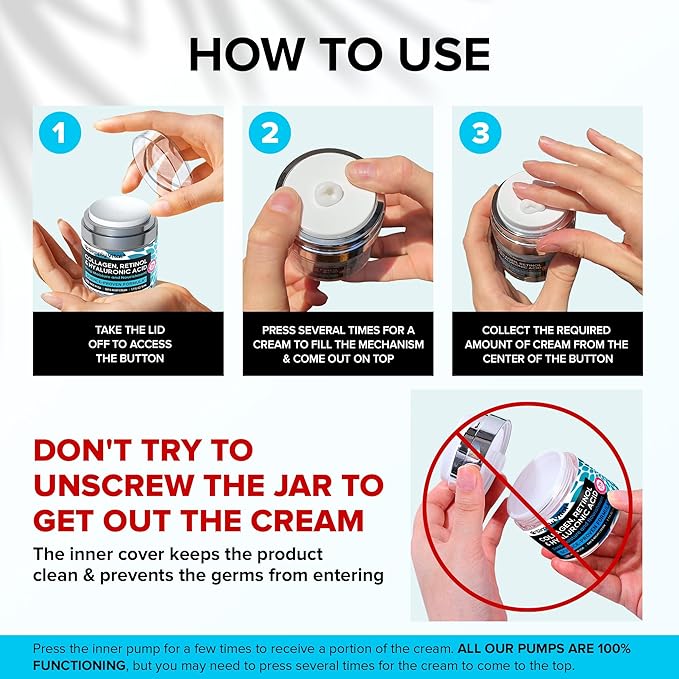 SimplyVital Collagen Face Moisturizer - Anti-Aging Retinol Cream for Face, Neck & DΓ©colletΓ© with Hyaluronic Acid - Made in USA, Daily Moisturizer Face Cream, 2-Pack