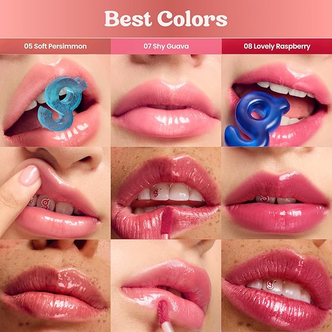 COLORGRAM FRUITY GLASS TINT MINI SET 02 WARM BEST SET | Radiant Lip Tint Duo for Glossy Shine & Vivid Color | Long-Lasting, Moisturizing Natural Pink & Grapefruit Tones | Portable & Cute Mini Size