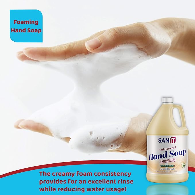 Sanit Antibacterial Foaming Hand Soap Refill - Advanced Formula with Aloe Vera and Moisturizers - All-Natural Moisturizing Hand Wash - Made in USA, Hawaii Tropical, 1 Gallon