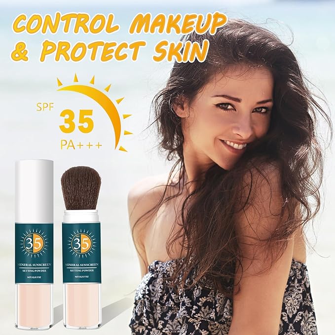 Sunscreen Setting Powder Mineral Sunscreen Powder SPF 35 PA+++ Soft Focus Matte Long Lasting Concealer Brighten Oil Control Powder Makeup For Natural Flawless Face #01 Translucent