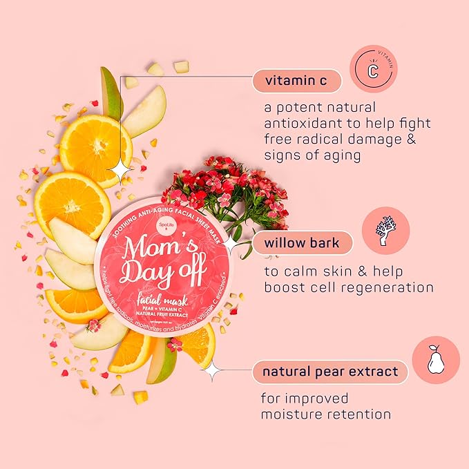 SpaLife Made for Mama Facial Mask Duo β Antioxidant Rejuvenating & Soothing Anti-Aging Facial Sheet Masks β Face Masks Skincare Set β Hydrating Face Masks β 10 Pack β Natural Fruit Extract Formulas