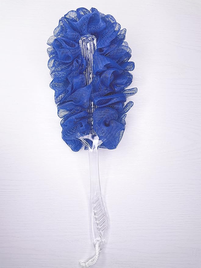 Loofah Back Scrubber for Shower,Long Handle Bath Body Brush Soft Nylon Mesh Loofah Sponge On a Stick,Exfoliating Scrub Cleaning Luffa for Elderly for Men Women(2-Pack,Blue)
