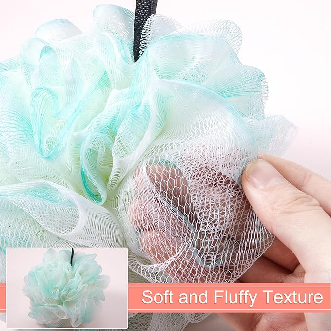 Sunnyray 24 Pcs Loofahs Bulk Bath Shower Sponge 50g Soft Net Body Scrubber Sponge Ball Pouf Bath Scrunchies Shower Loofah for Men and Women Spa Gift