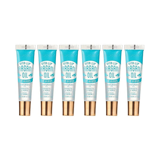 Ruby Kisses Broadway Vita-Lip Clear Lip Gloss (Argan Oil 6 Pack), Ultra-Hydrating & Soothing Formula with Multi-Vitamin Oils, High-Shine Non-Sticky Finish, Protecting Glossy Lip Balm With Vitamin E