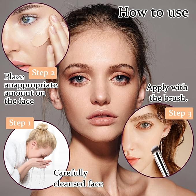 2PCS Full Coverage Liquid Foundation Makeup Brush Set,Moisturizing BB Cream,Oil Control Hydrating CC Cream Foundation Makeup,Waterproof Concealer Full Coverage Foundation for Women