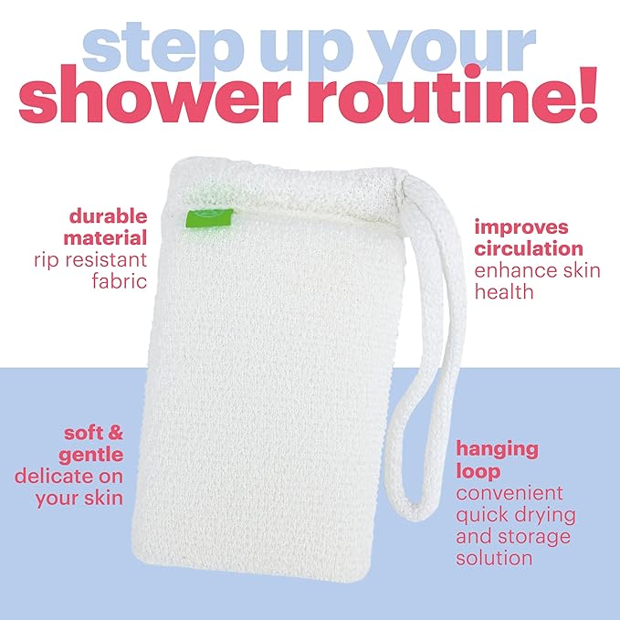 Bath Scrubber for Body by Afterspa, Shower Brush, Back Loofah, Body Exfoliator, Vegan and Cruelty Free (Pack of 6)