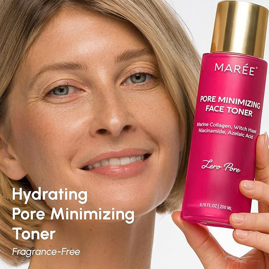 MAREE Pore Minimizer for Face Toner β Oil Control Facial Toner with Niacinamide, Witch Hazel & Marine Collagen β Gentle Exfoliating Face Toner for Women β Oily, Normal, Sensitive Skin β Tonico Facial