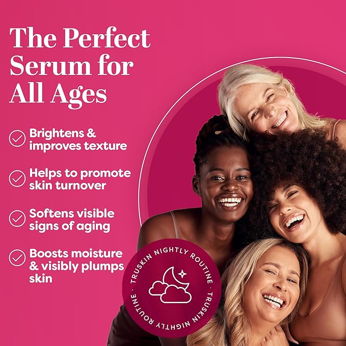 TruSkin Vitamin C Super Serum - Niacinamide, Retinol, Hyaluronic & Salicylic Acid - All-in-One Anti Aging Serum for Face β Improve Appearance of Dark Spots, Firmness for Brighter Looking Skin, 1 Fl Oz