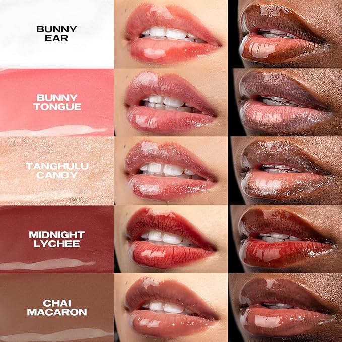 Sacheu Lip Elixir Nourishing and Hydrating Lipgloss — Moisturizing Plumping Lip Gloss Enriched with Collagen, Non-Sticky Lip Color Smooth High-Shine Finish, Vegan & Cruelty-Free, Midnight Lychee